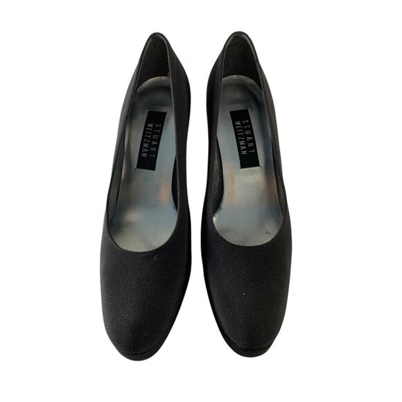 VTG STUART WEITZMAN Women size 8 Black Fabric Pisa Platform Pumps - Picture 3 of 16